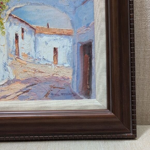 Charming Impasto Painted European Village Scene Framed Art Signed - Picture 3 of 10